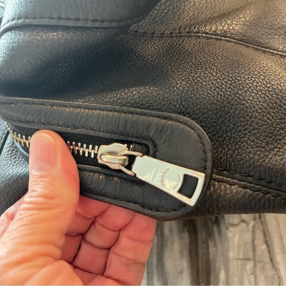 COACH BLACK PEBBLE LEATHER EDIE HANDBAG - Picture 10 of 14